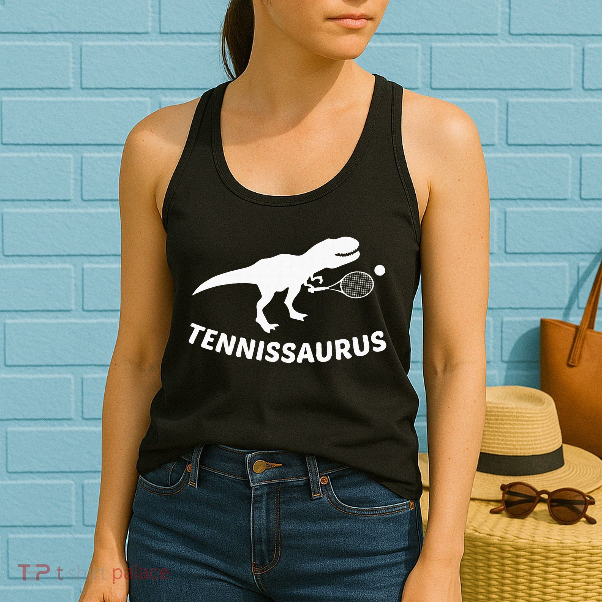 Tennisaurus Dinosaur Tennis Funny Racket T-rex Women's Tank Top