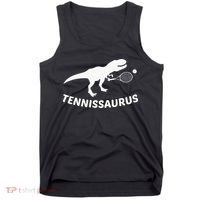 Tennisaurus Dinosaur Tennis Funny Racket T-rex Tank Top thumb 0