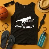 Tennisaurus Dinosaur Tennis Funny Racket T-rex Tank Top thumb 4