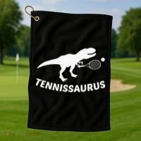 Tennisaurus Dinosaur Tennis Funny Racket T-rex Golf Towel thumb 1