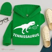 Tennisaurus Dinosaur Tennis Funny Racket T-rex Hoodie thumb 4
