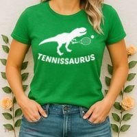 Tennisaurus Dinosaur Tennis Funny Racket T-rex Women's T-Shirt thumb 2