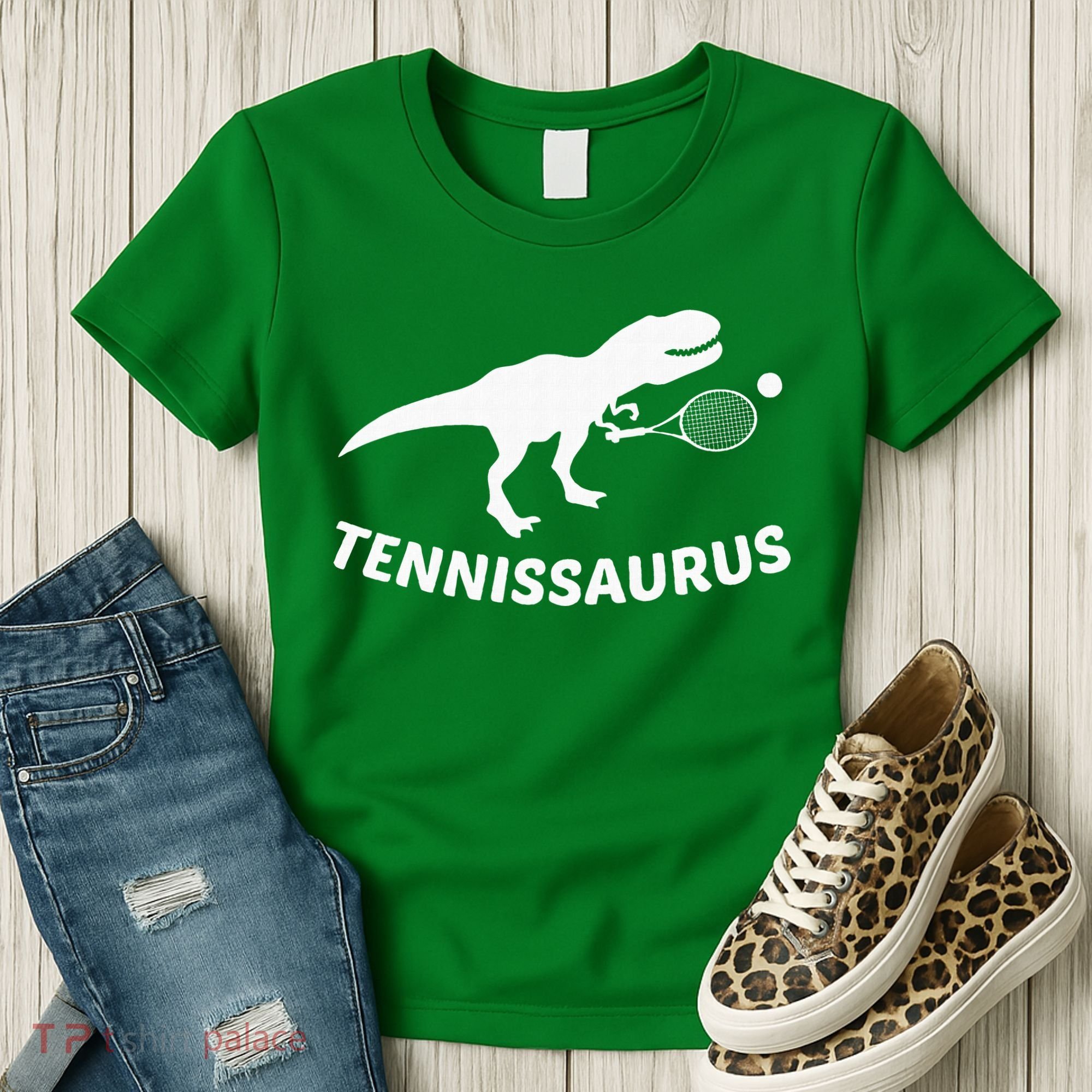 Tennisaurus Dinosaur Tennis Funny Racket T-rex Women's T-Shirt