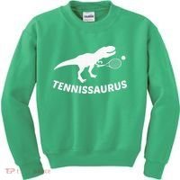 Tennisaurus Dinosaur Tennis Funny Racket T-rex Kids Sweatshirt thumb 0
