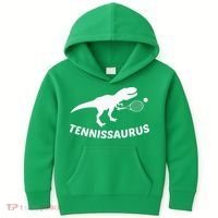 Tennisaurus Dinosaur Tennis Funny Racket T-rex Kids Hoodie thumb 0