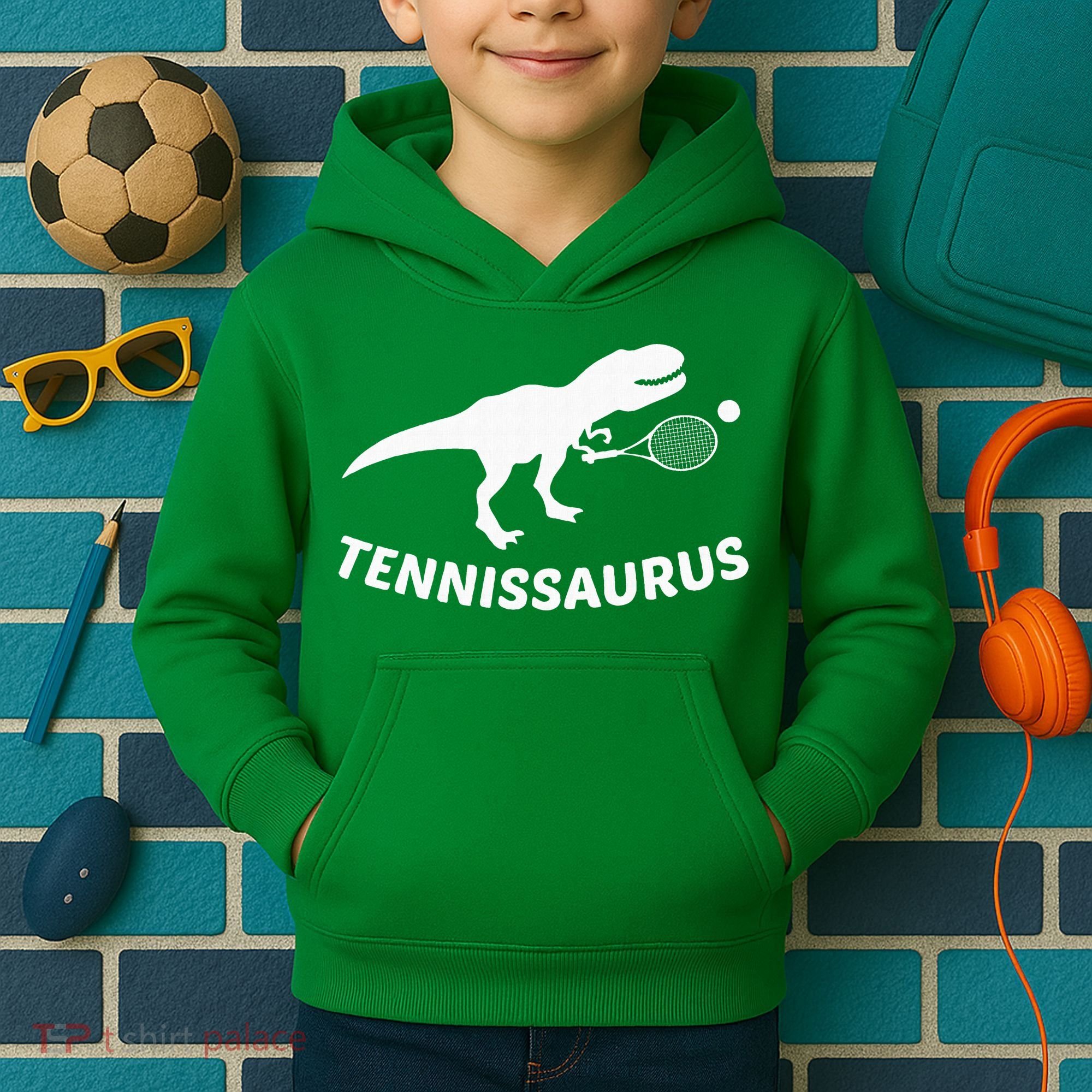 Tennisaurus Dinosaur Tennis Funny Racket T-rex Kids Hoodie