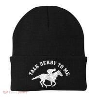 Talk Derby To Me Horse Racing Funny Gift Beanie thumb 0