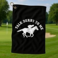 Talk Derby To Me Horse Racing Funny Gift Golf Towel thumb 1