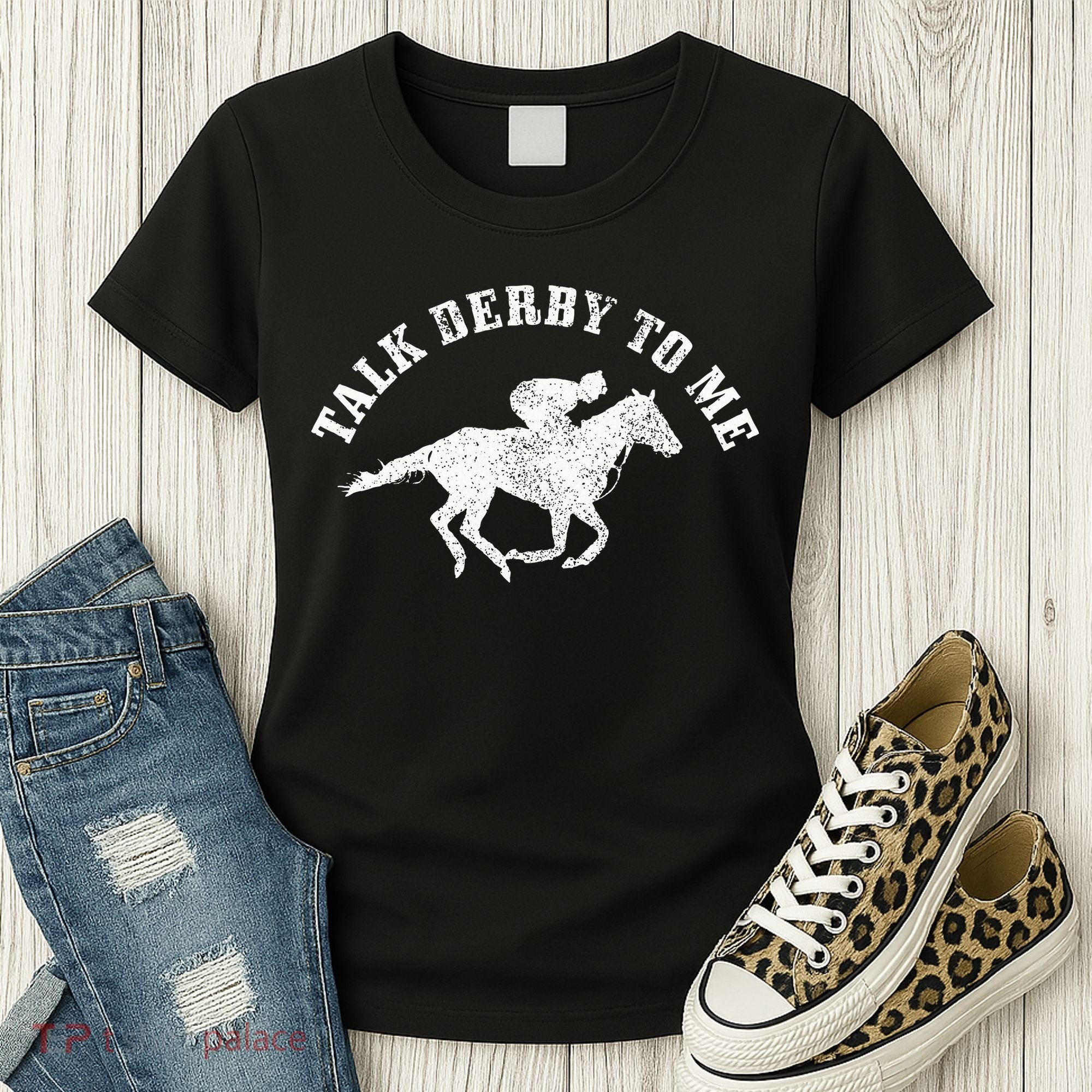 Talk Derby To Me Horse Racing Funny Gift Women's T-Shirt