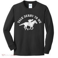 Talk Derby To Me Horse Racing Funny Gift Kids Long Sleeve Shirt thumb 0