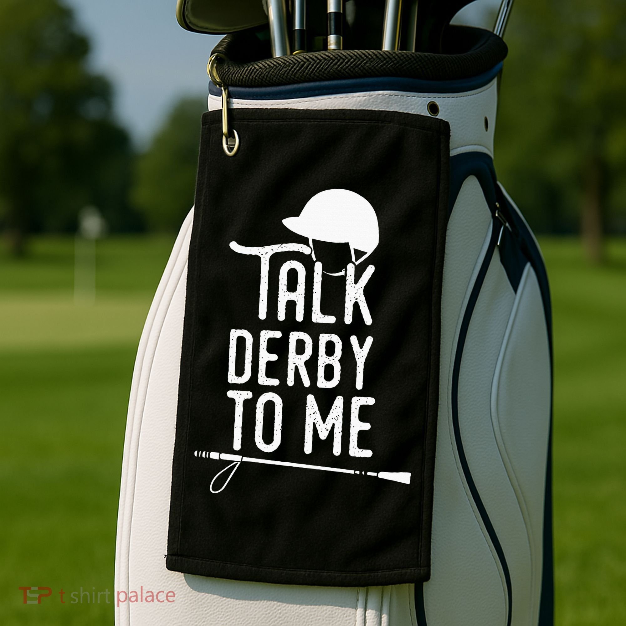 Talk Derby To Me I Horse Racing Humor Golf Towel
