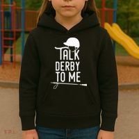 Talk Derby To Me I Horse Racing Humor Kids Hoodie thumb 3