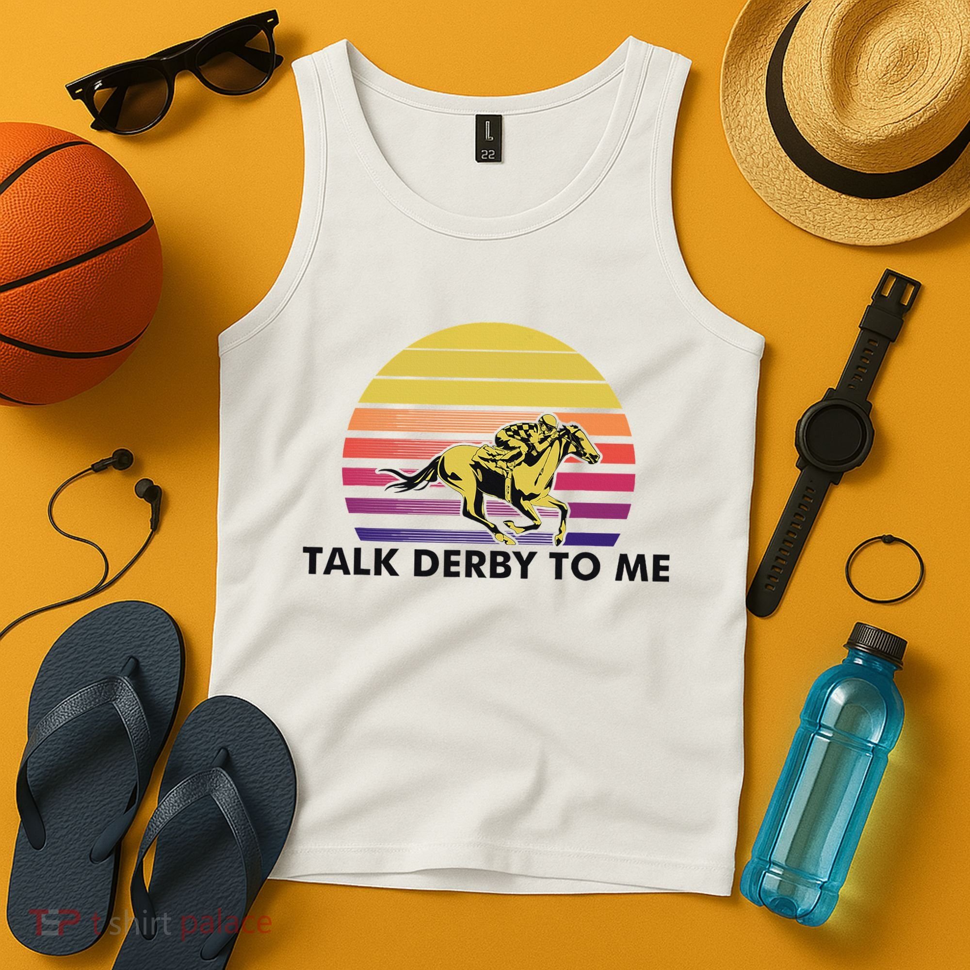 Talk Derby To Me Horse Racing Jockeys Sunset Race Tank Top