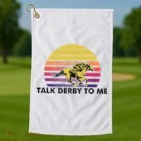 Talk Derby To Me Horse Racing Jockeys Sunset Race Golf Towel thumb 1