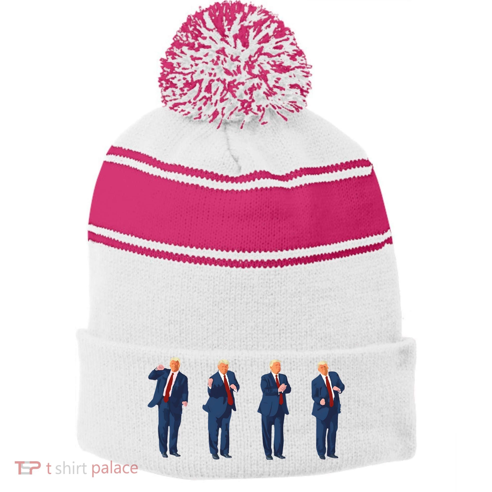 Trump Dance Stripe Pom Pom Beanie
