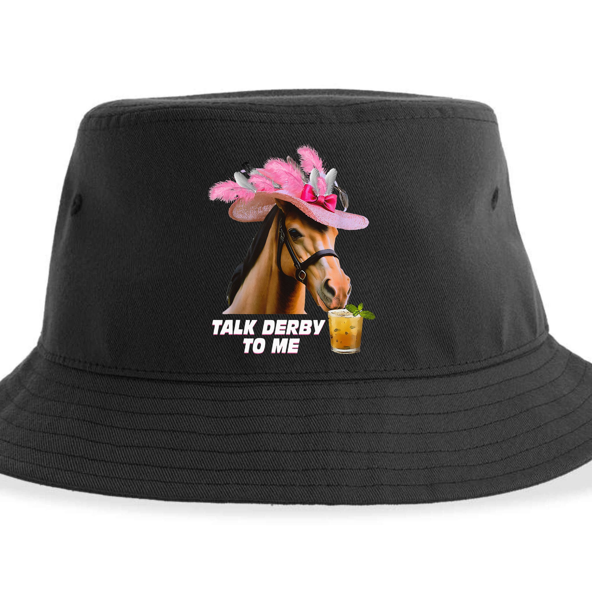 Talk Derby To Me Horse Racing Funny Derby Day Horse Lover Sustainable Bucket Hat