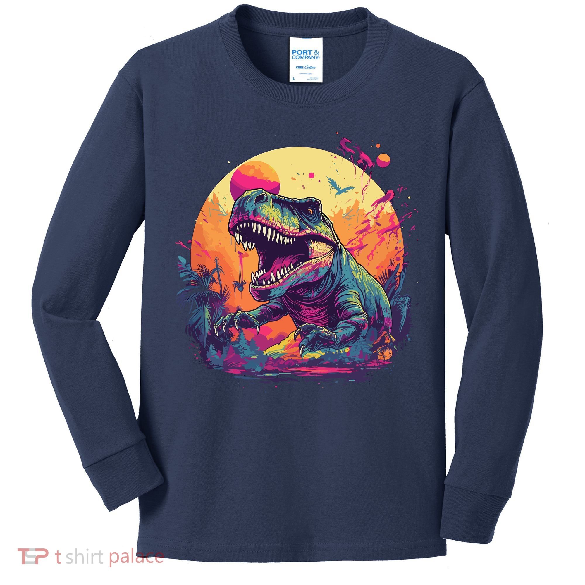 Trex Dinosaur Kids Long Sleeve Shirt