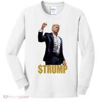 $Trump Donald Trump Meme Coin Crypto Kids Long Sleeve Shirt thumb 0