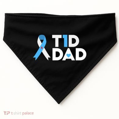 T1D Dad Type 1 Diabetes Awareness Daddy Gift USA-Made Doggie Bandana
