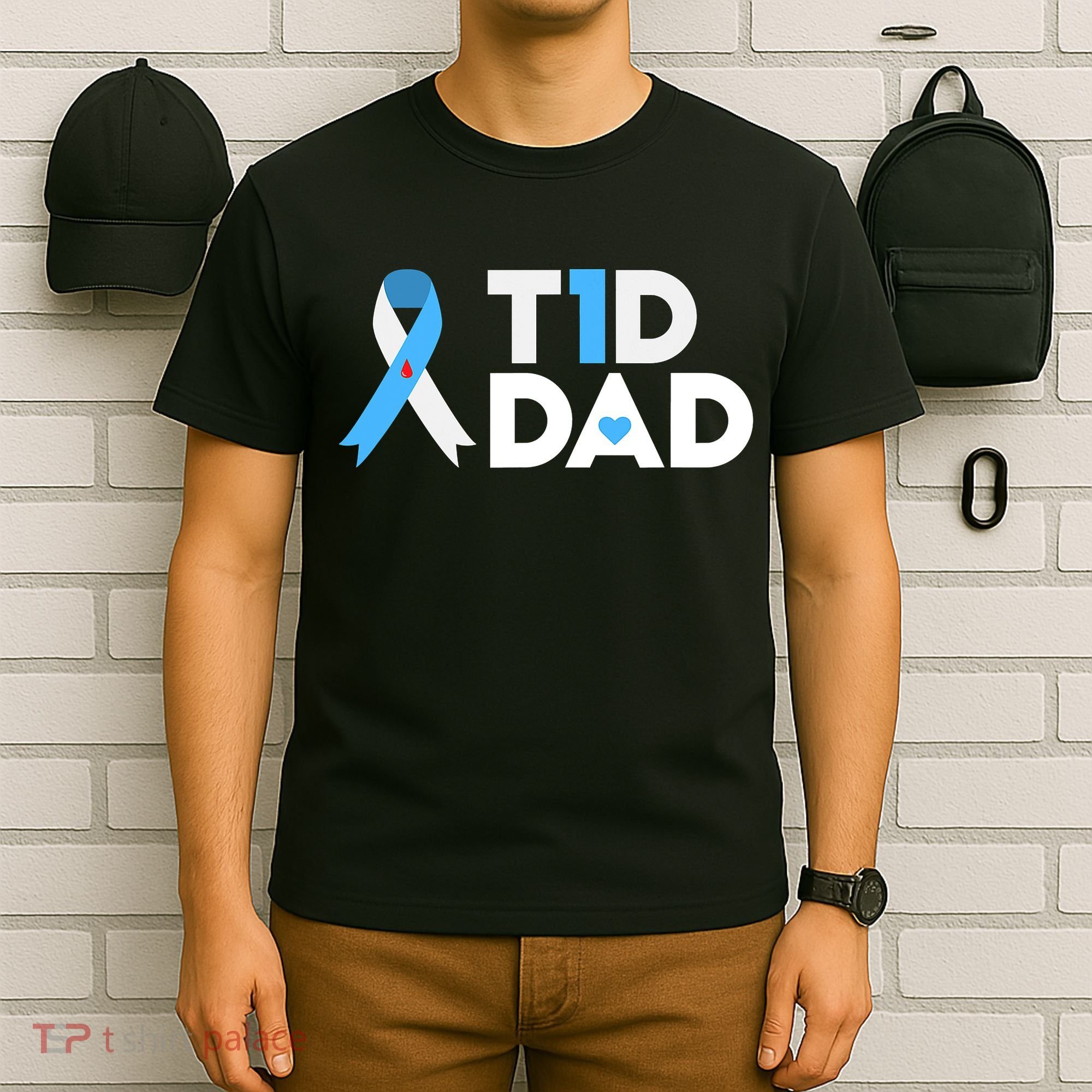 T1D Dad Type 1 Diabetes Awareness Daddy Gift T-Shirt