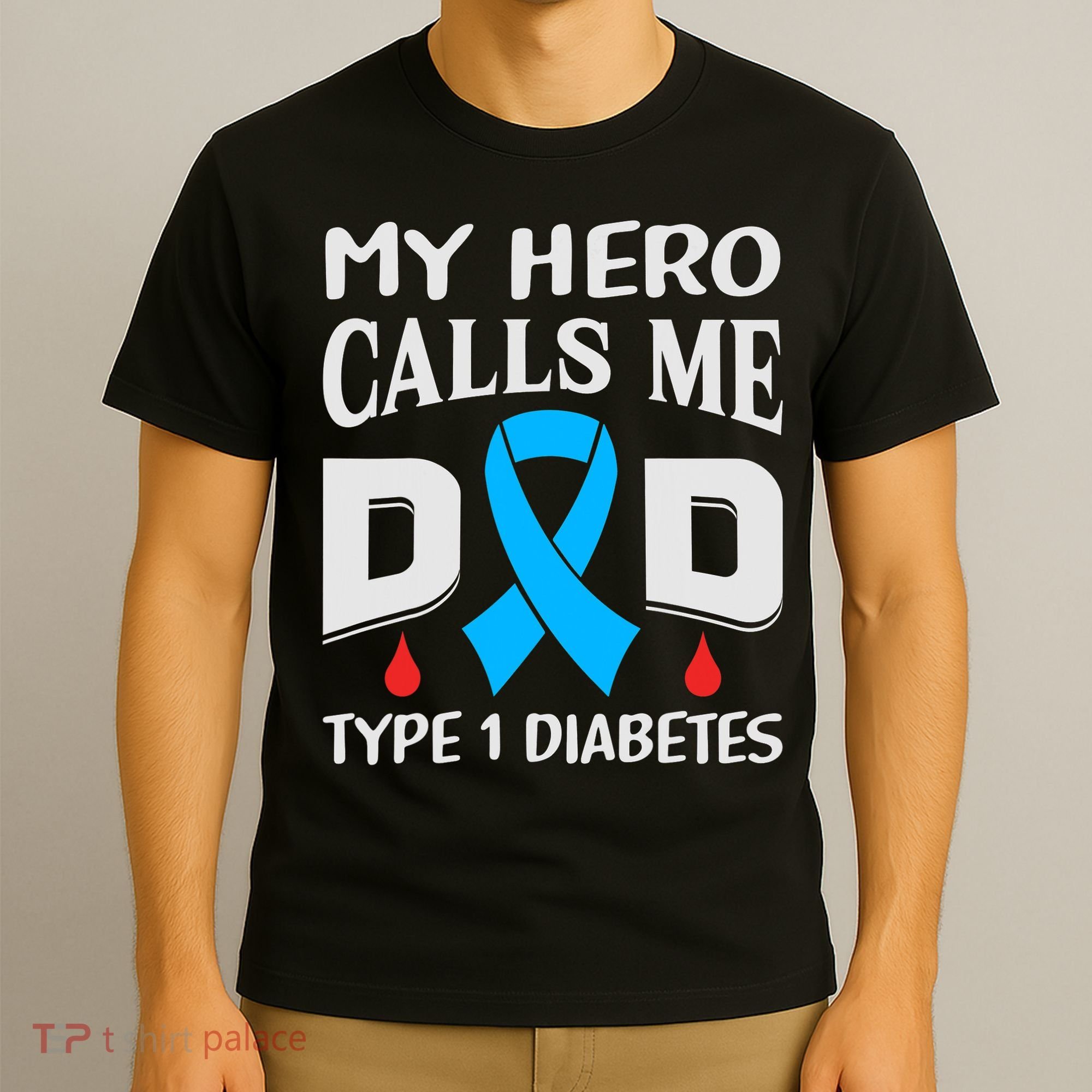 T1D Diabetic Type 1 Diabetes Awareness Father Dad T-Shirt