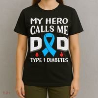 T1D Diabetic Type 1 Diabetes Awareness Father Dad T-Shirt thumb 4
