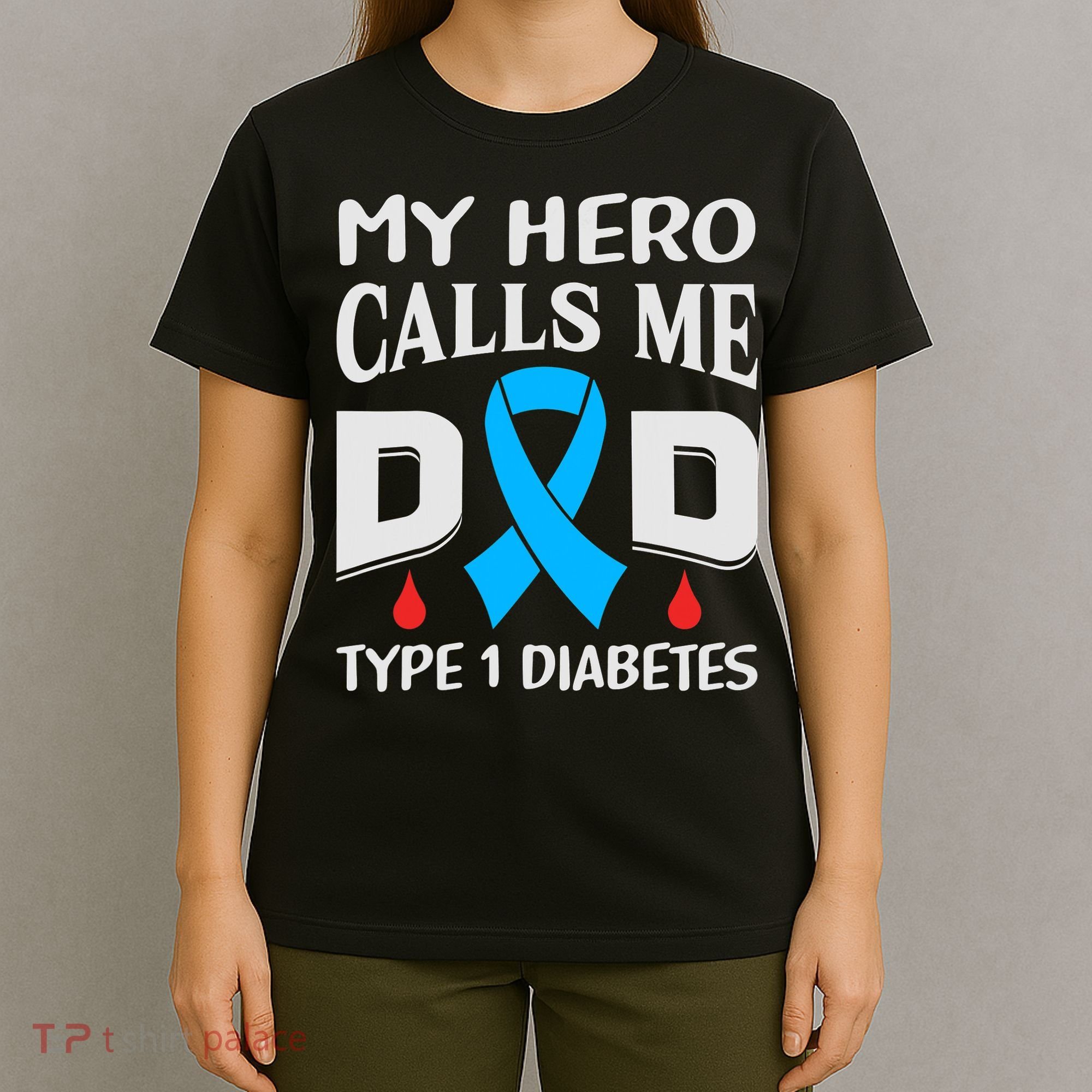 T1D Diabetic Type 1 Diabetes Awareness Father Dad T-Shirt