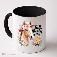 Talk Derby To Me Funny Horse Racing Meme Coffee Mug thumb 0