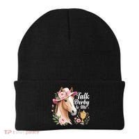 Talk Derby To Me Funny Horse Racing Meme Beanie thumb 0