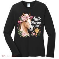 Talk Derby To Me Funny Horse Racing Meme Women's Long Sleeve Shirt thumb 0