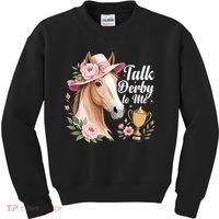 Talk Derby To Me Funny Horse Racing Meme Kids Sweatshirt thumb 0
