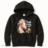Talk Derby To Me Funny Horse Racing Meme Kids Hoodie thumb 0