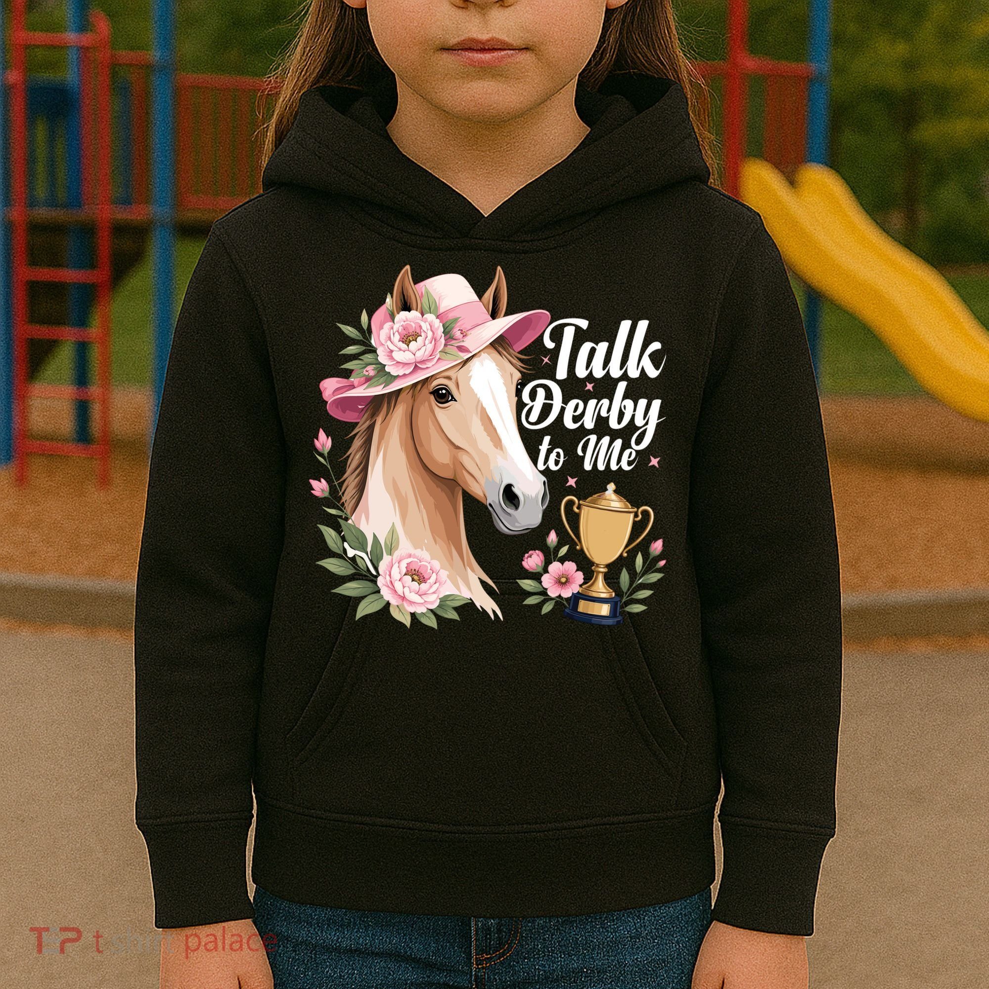 Talk Derby To Me Funny Horse Racing Meme Kids Hoodie