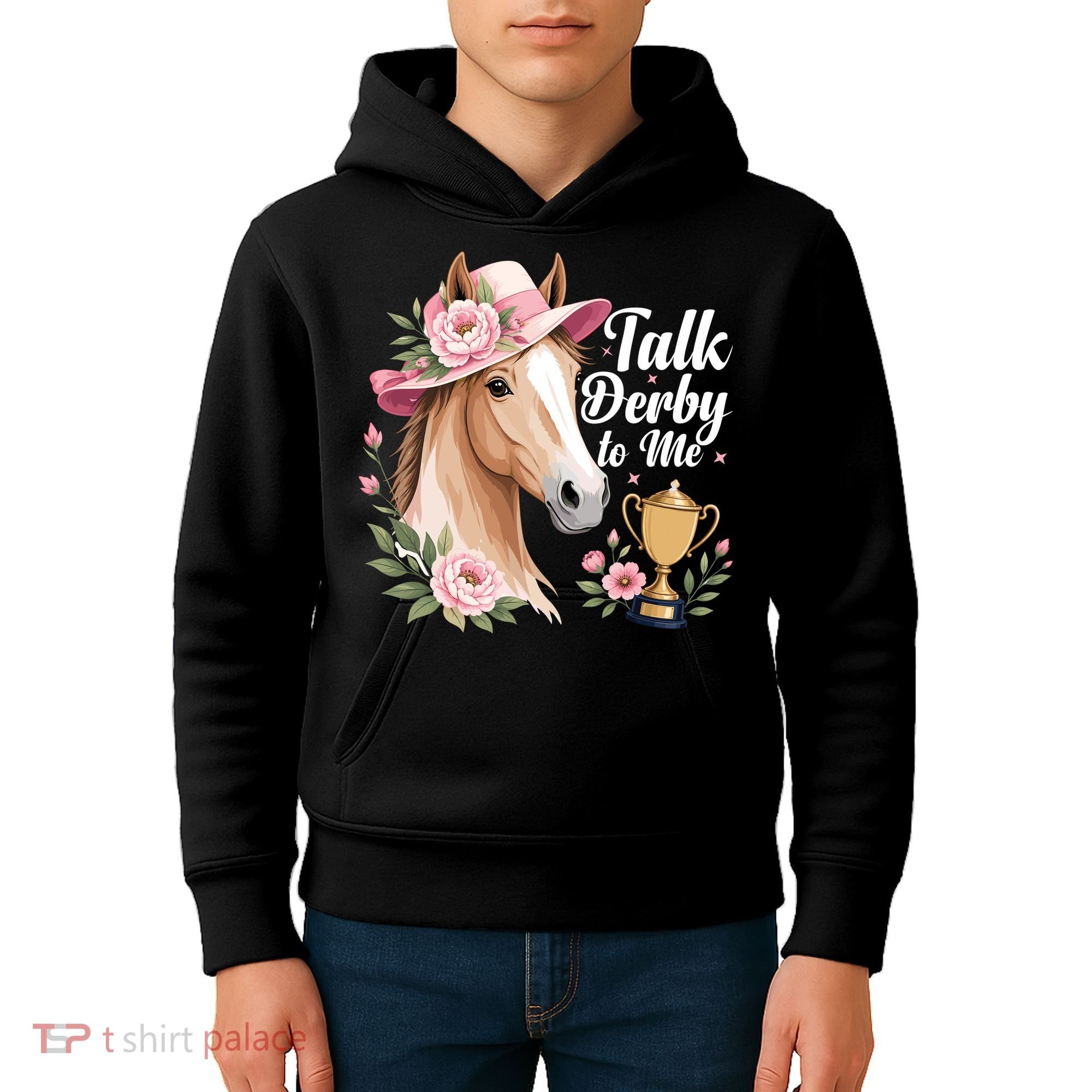 Talk Derby To Me Funny Horse Racing Meme Kids Hoodie