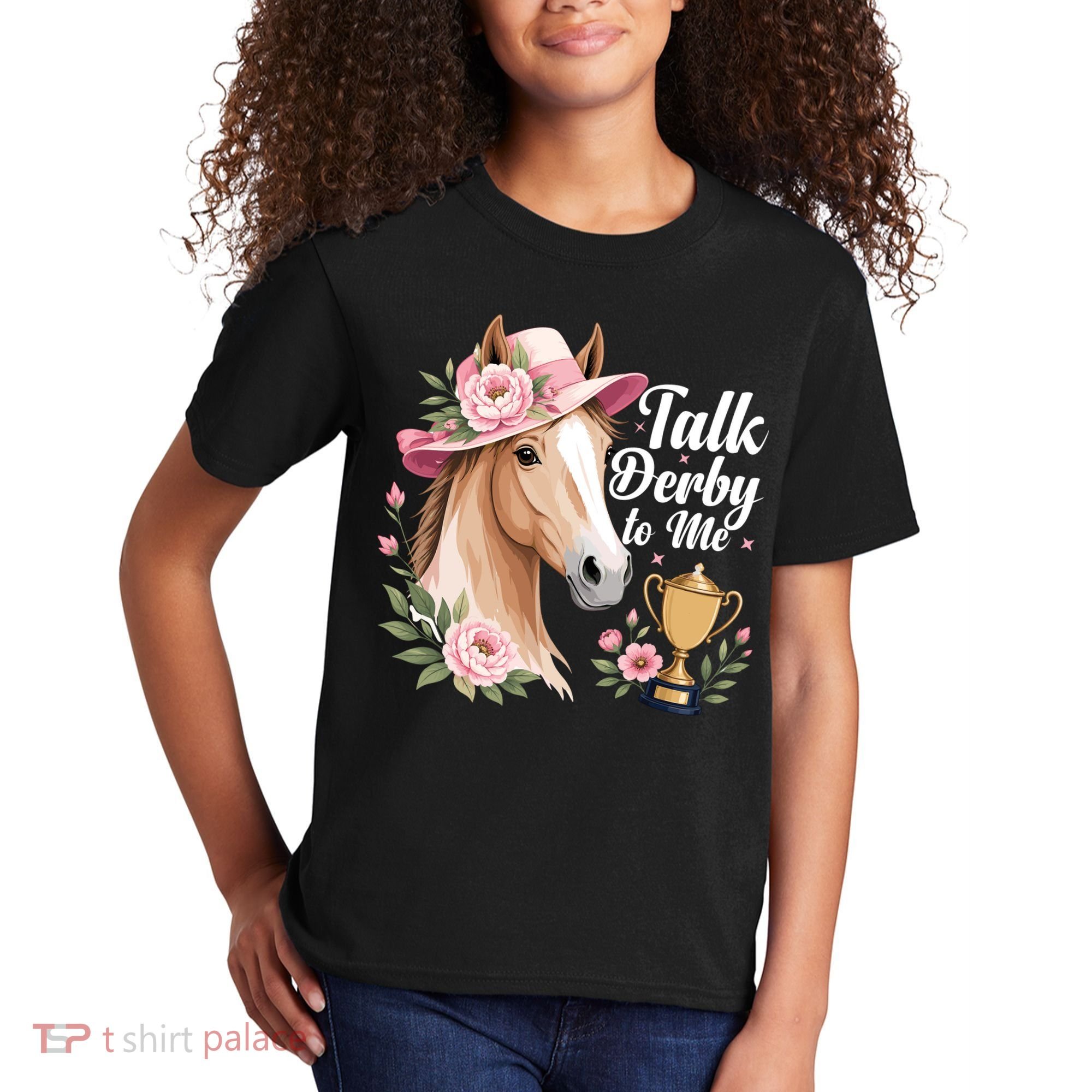 Talk Derby To Me Funny Horse Racing Meme Kids T-Shirt