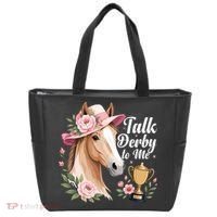 Talk Derby To Me Funny Horse Racing Meme Tote Bag thumb 0