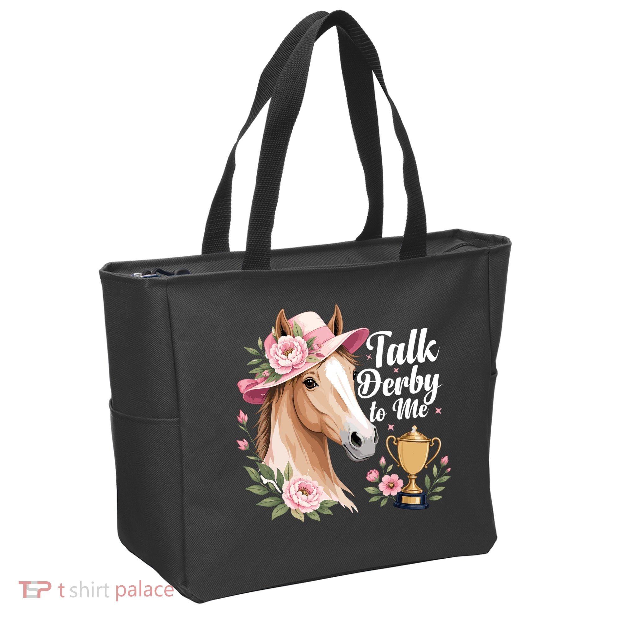 Talk Derby To Me Funny Horse Racing Meme Tote Bag