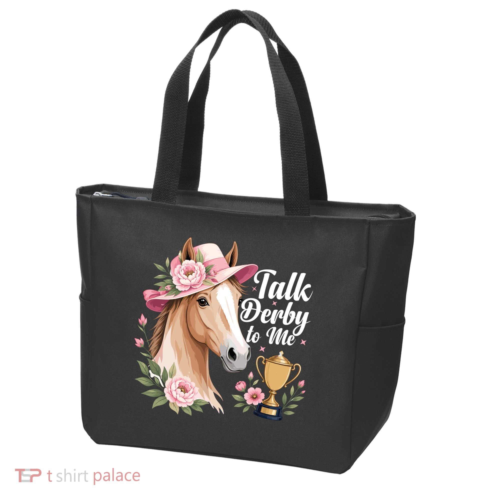 Talk Derby To Me Funny Horse Racing Meme Tote Bag