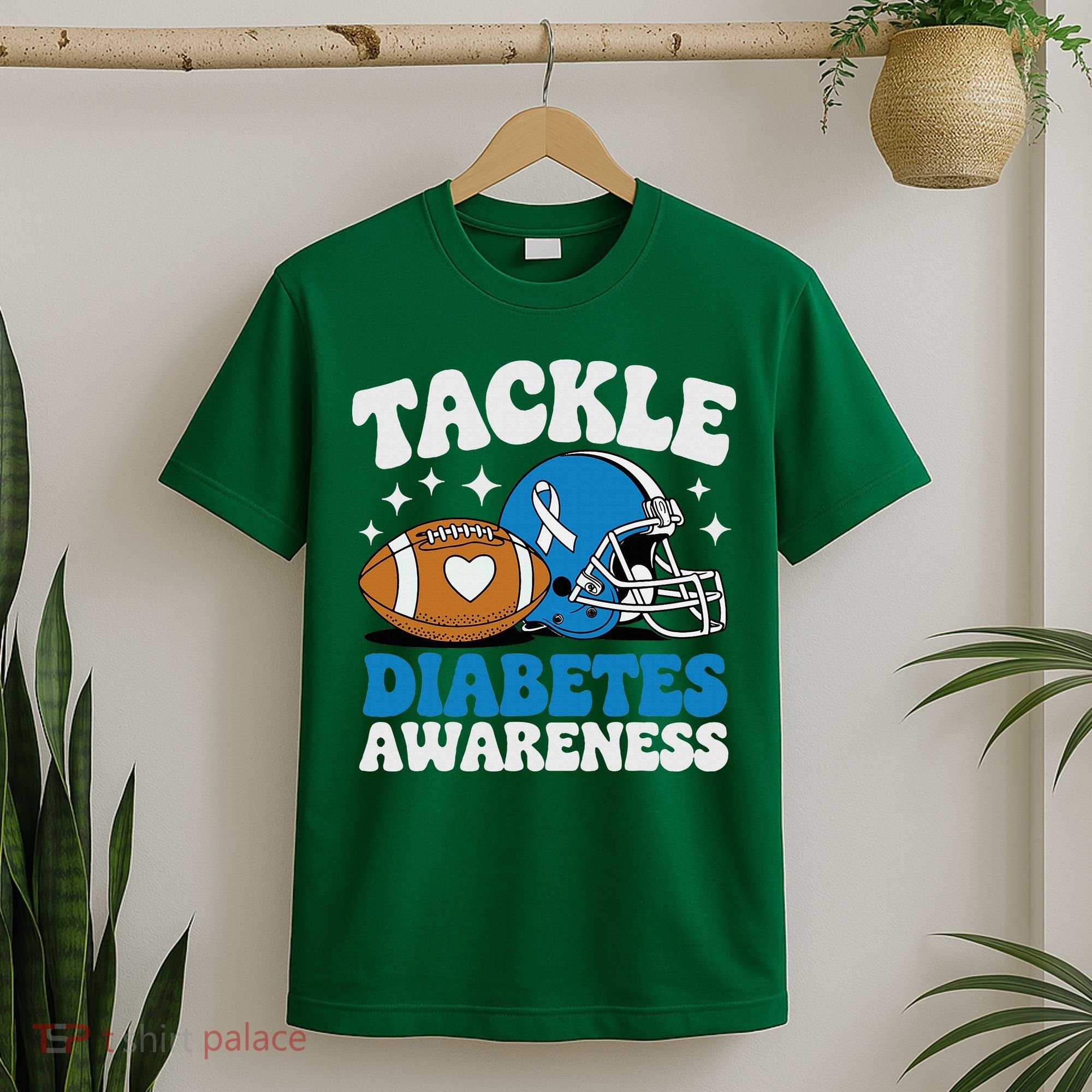 Tackle Diabetic Type 1 Blue Football Diabetes Awareness T1d T-Shirt