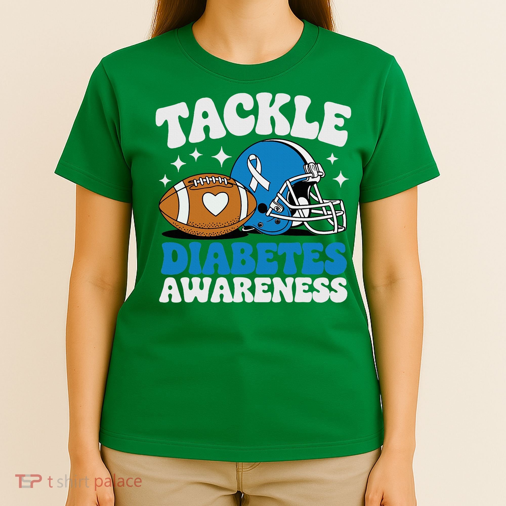 Tackle Diabetic Type 1 Blue Football Diabetes Awareness T1d T-Shirt