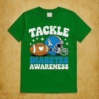 Tackle Diabetic Type 1 Blue Football Diabetes Awareness T1d T-Shirt thumb 5