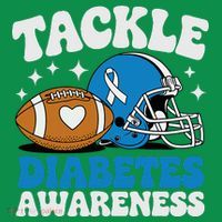 Tackle Diabetic Type 1 Blue Football Diabetes Awareness T1d T-Shirt thumb 7