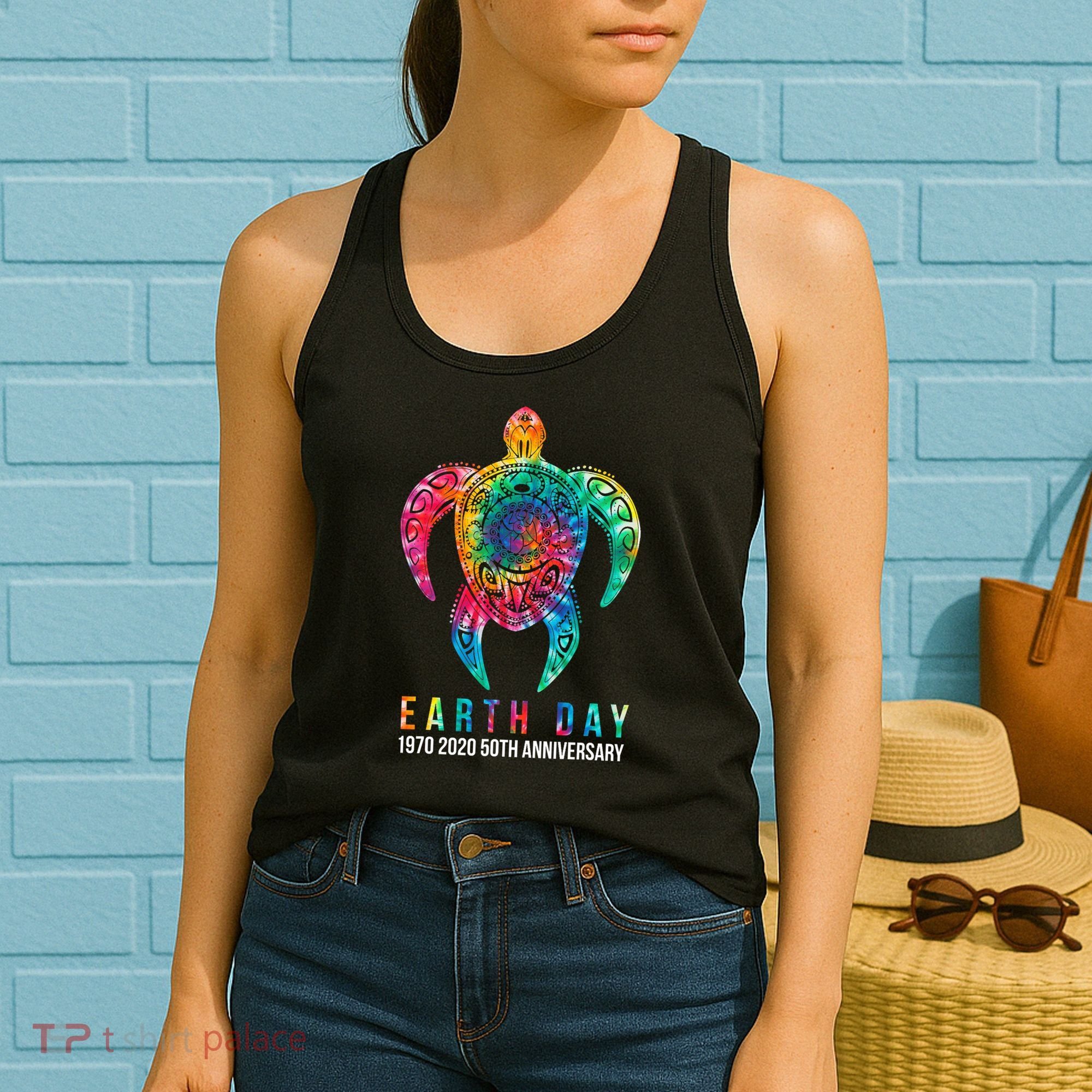 Tie Dye Turtle Lover Earth Day 2024 Costume Environmental Women's Tank Top