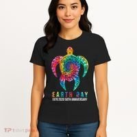 Tie Dye Turtle Lover Earth Day 2024 Costume Environmental Women's T-Shirt thumb 4