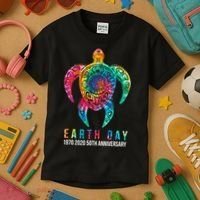 Tie Dye Turtle Lover Earth Day 2024 Costume Environmental Kids T-Shirt thumb 3