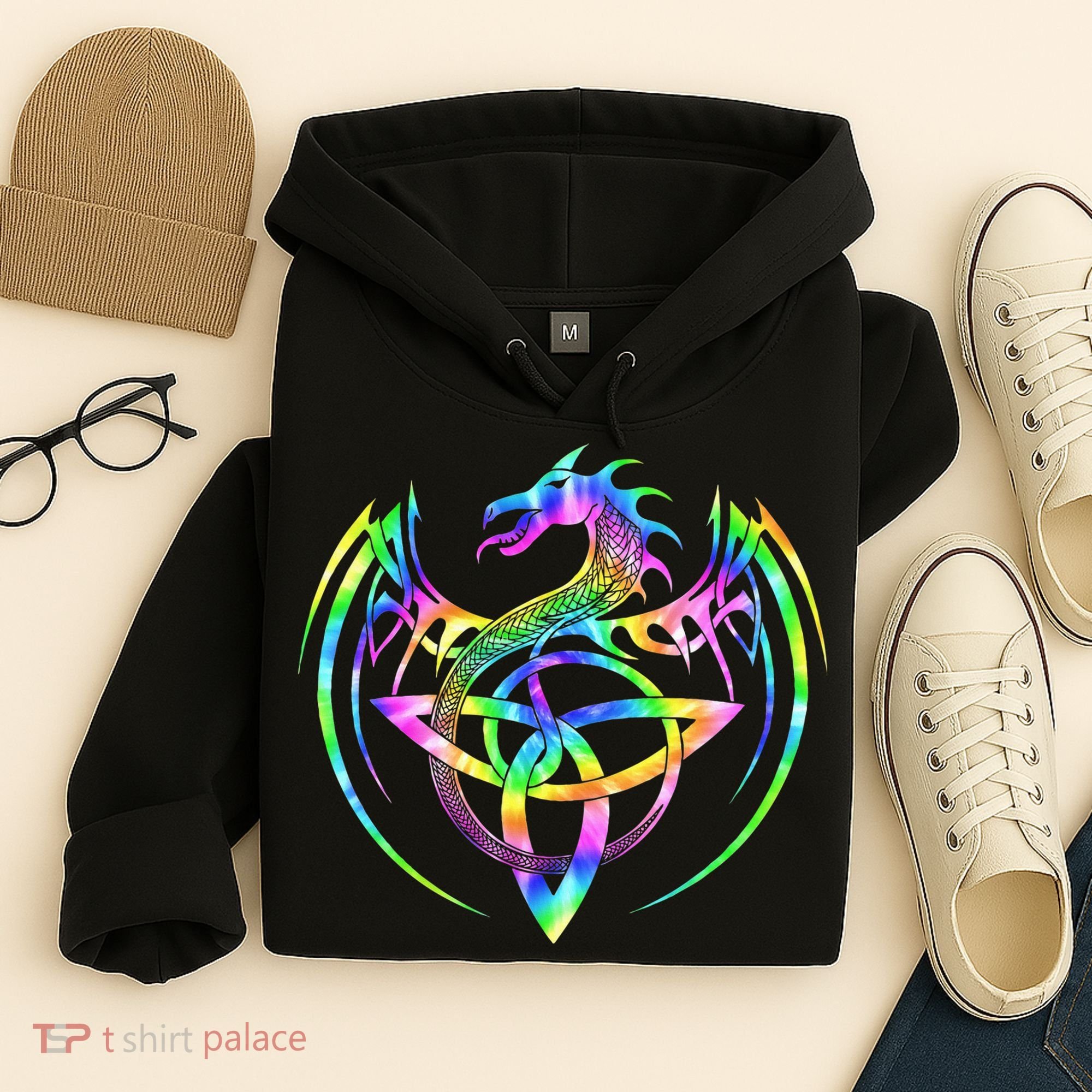 Tie Dye Tribal Celtic Knot Fantasy Dragon Hoodie