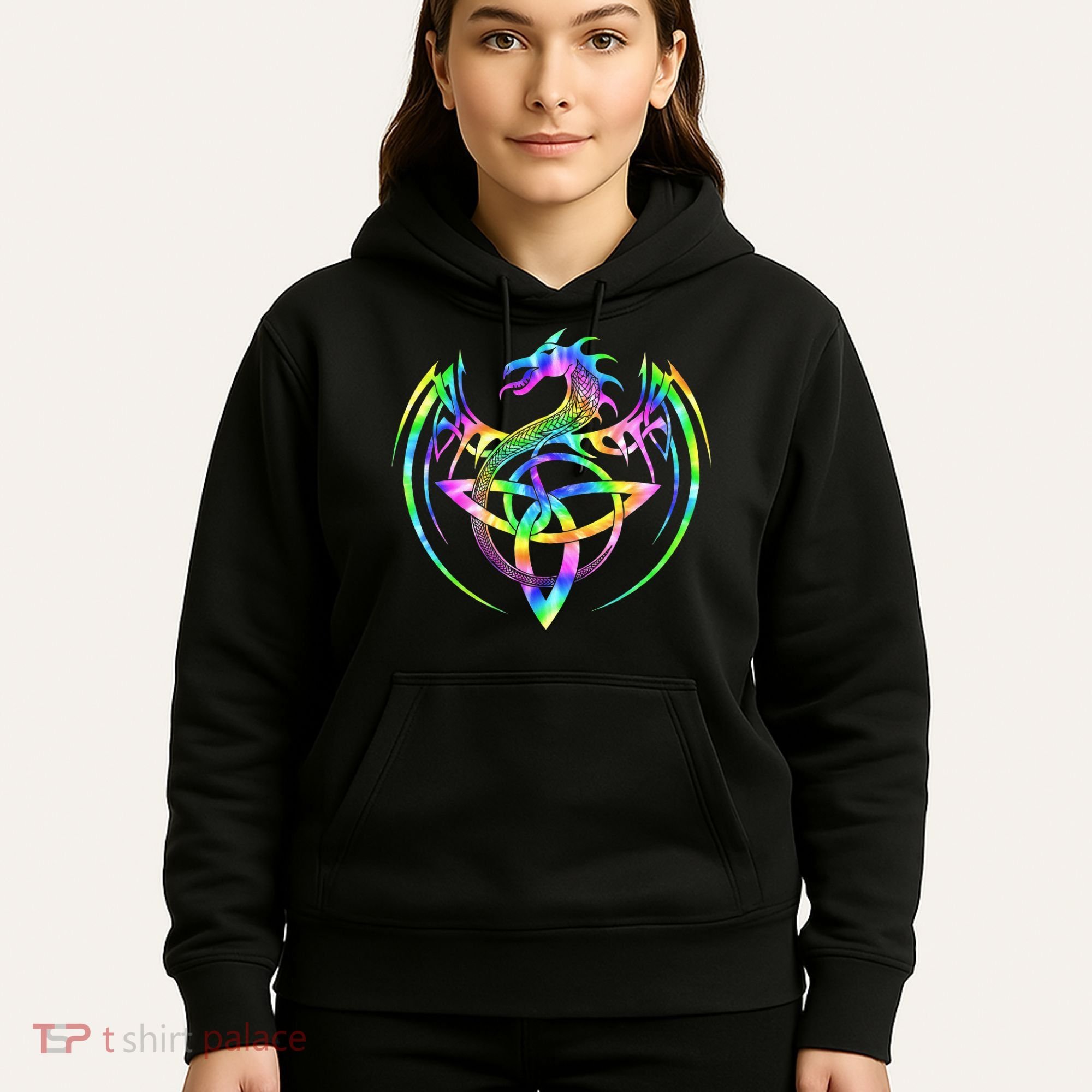 Tie Dye Tribal Celtic Knot Fantasy Dragon Hoodie