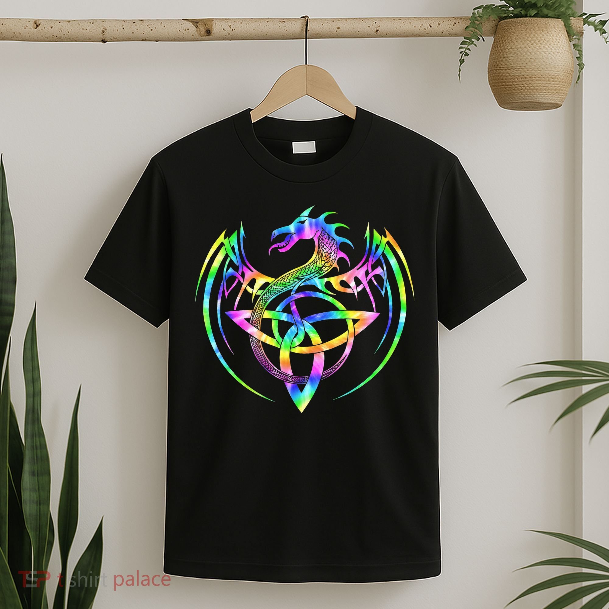 Tie Dye Tribal Celtic Knot Fantasy Dragon T-Shirt