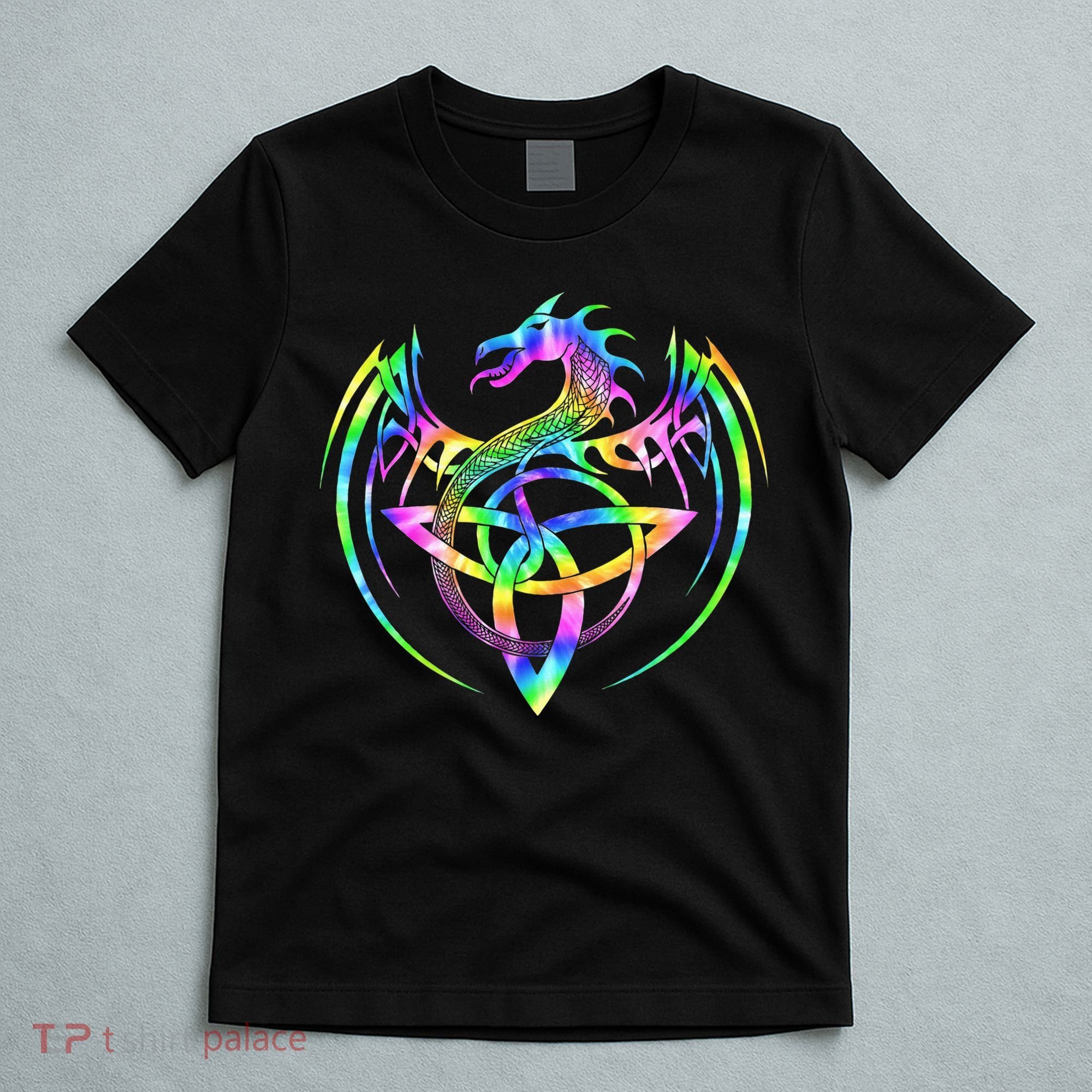 Tie Dye Tribal Celtic Knot Fantasy Dragon T-Shirt