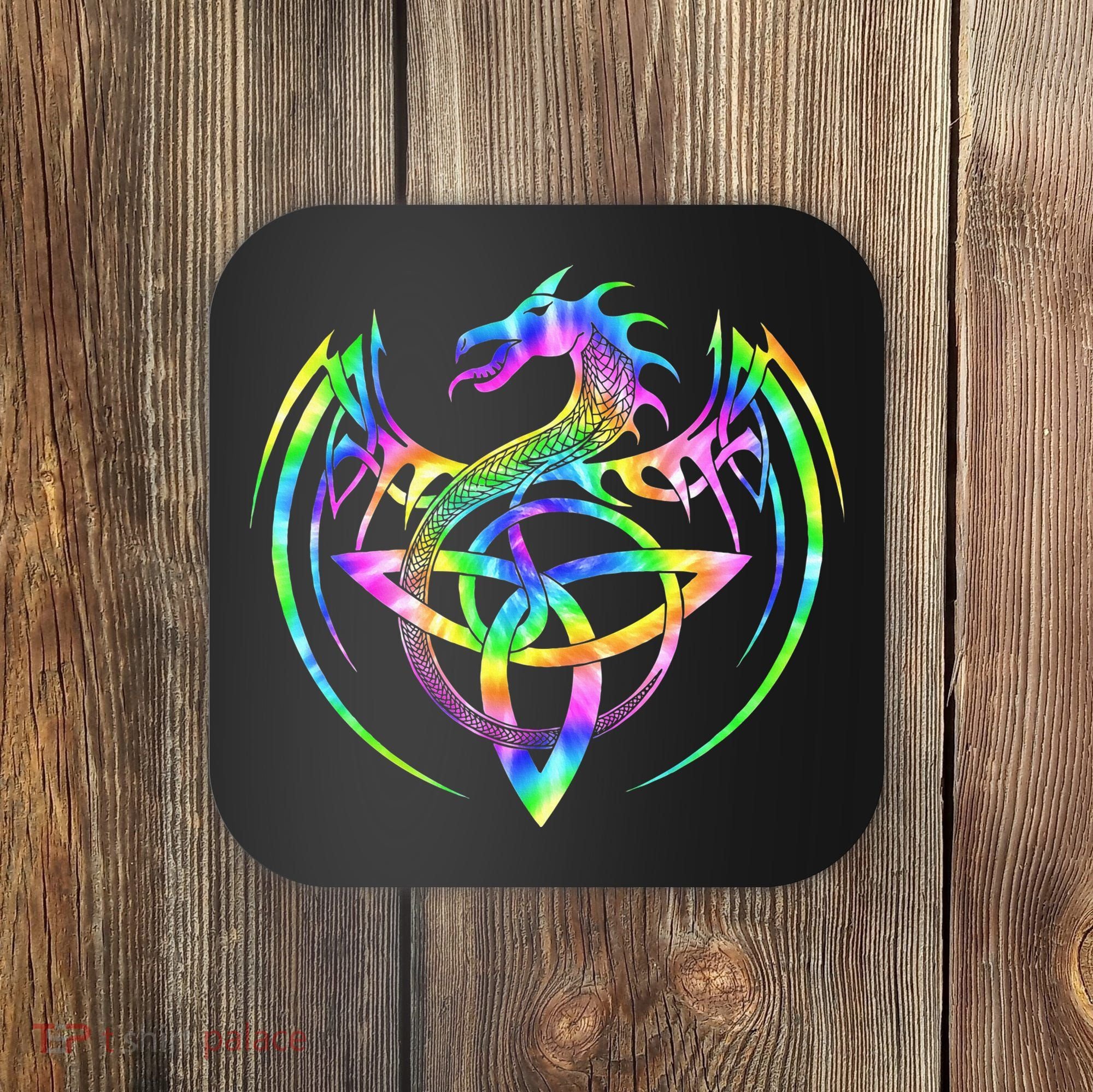 Tie Dye Tribal Celtic Knot Fantasy Dragon Coaster
